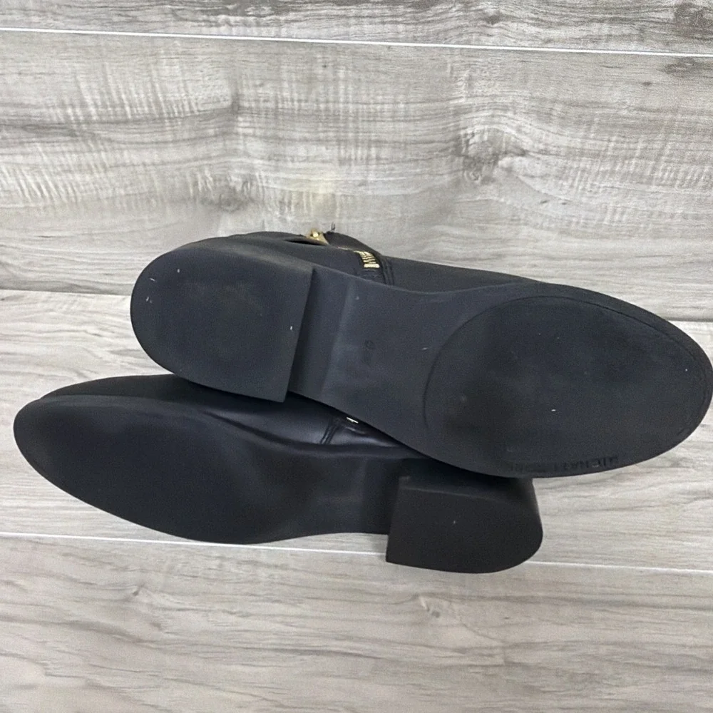 Michael Kors Black Farrah‎ Leather Flat Ankle Booties Boots 6.5